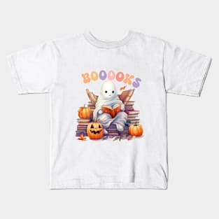 Funny Halloween Cute Ghost Book Reading School Teacher Kids T-Shirt